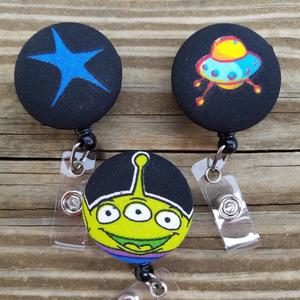 Space Ship and Alien Badge Reels for work or school IDs