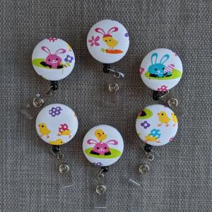 Cute Easter bunnies and chicks Badge reels