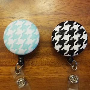 Teal and Black Houndstooth Badge reels for work or school IDs