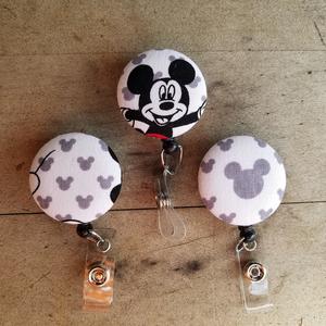 Black and Gray Mickey Mouse School or Work ID Badge Reels