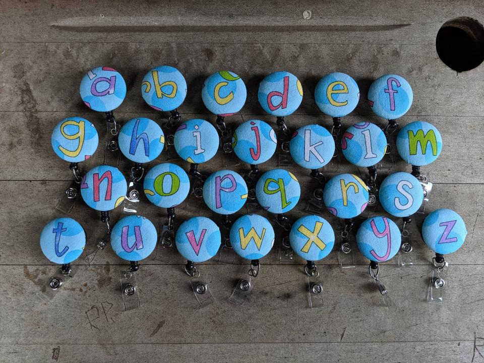 Alphabet Badge Reel for work or school IDs