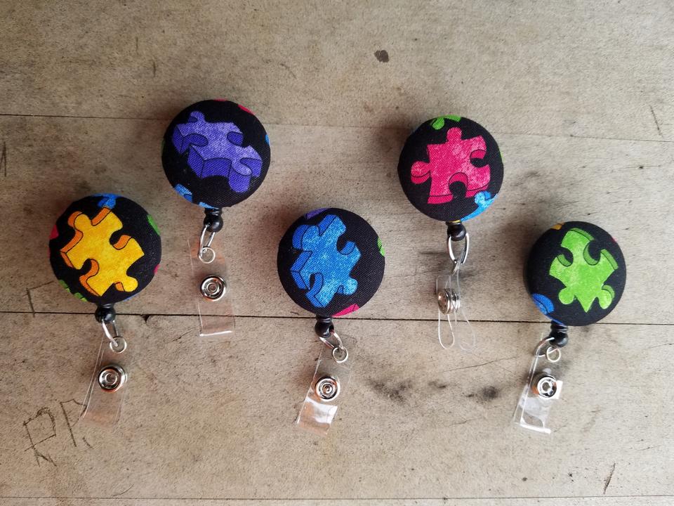 Autism and Puzzle Piece Badge Reels for work or school IDs