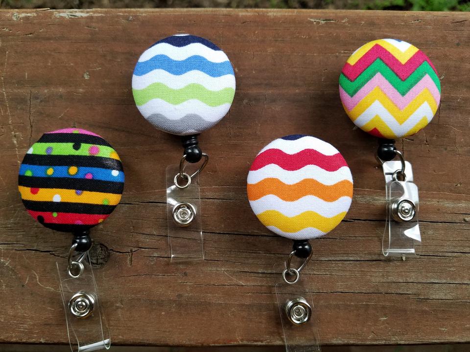 Bright fabric badge reels for work or school