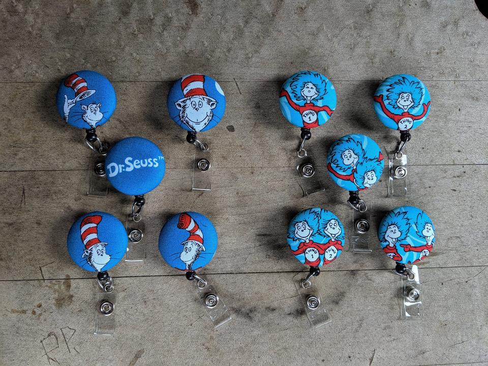 Cat in the Hat Badge or Thing One or Thing Two Badge Reels