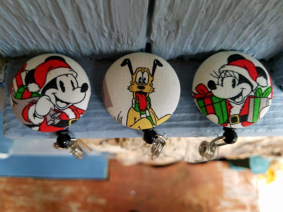 Christmas Mickey, Minnie and Pluto Badge Reels