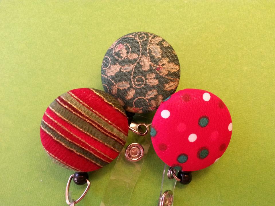 Holiday colors/fabric decorative badge reels