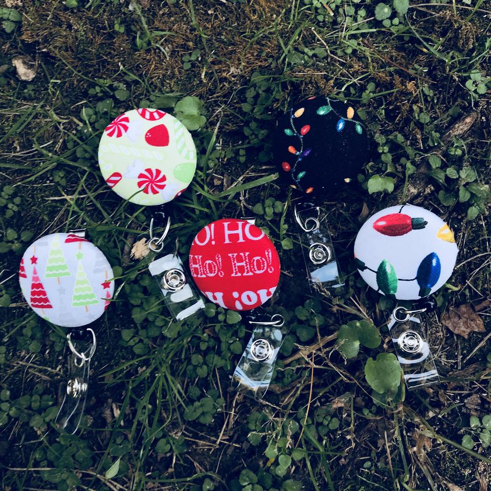 Christmas decorated badge reels