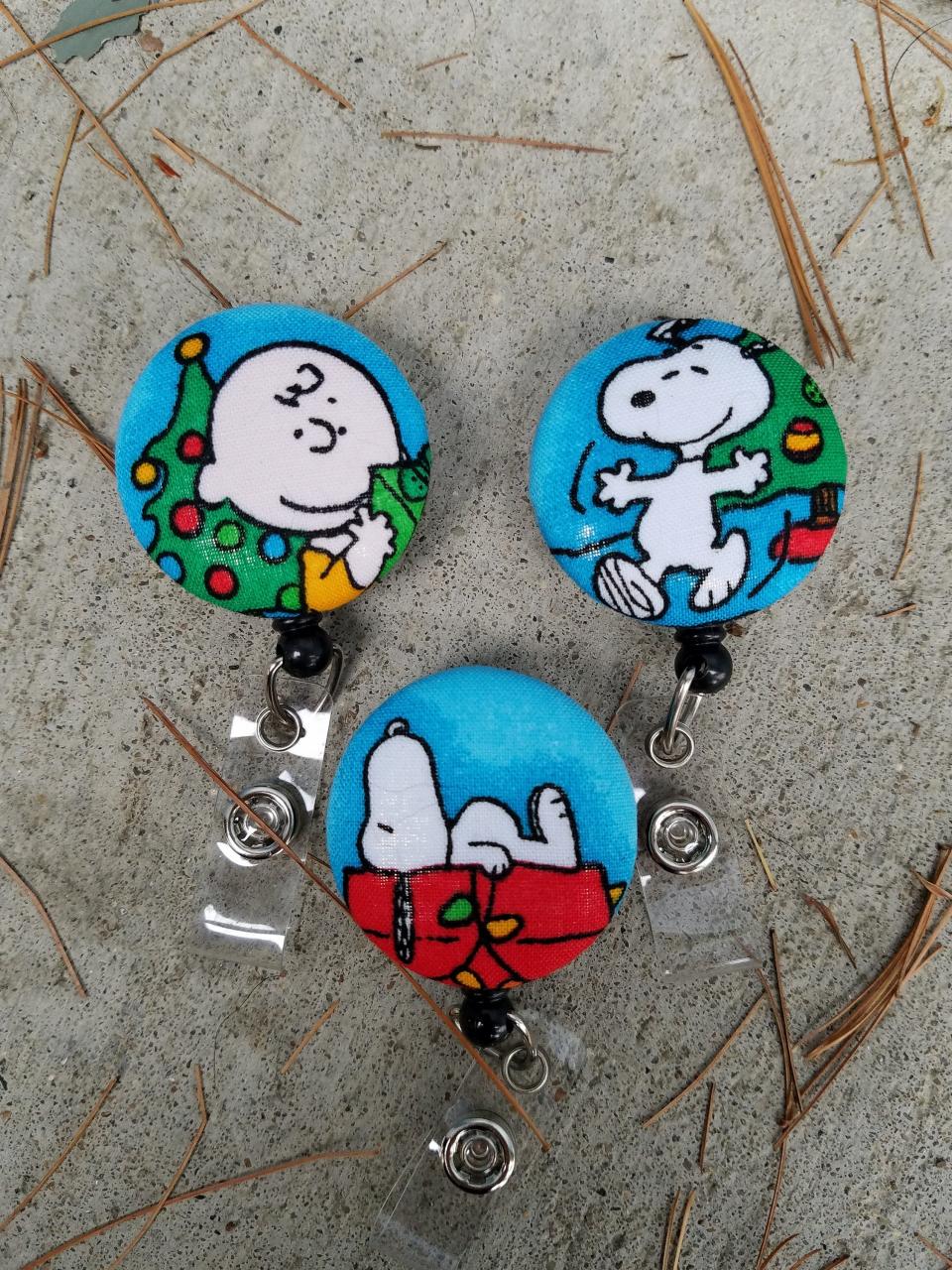 Peanuts and Snoopy Christmas Badge Reels