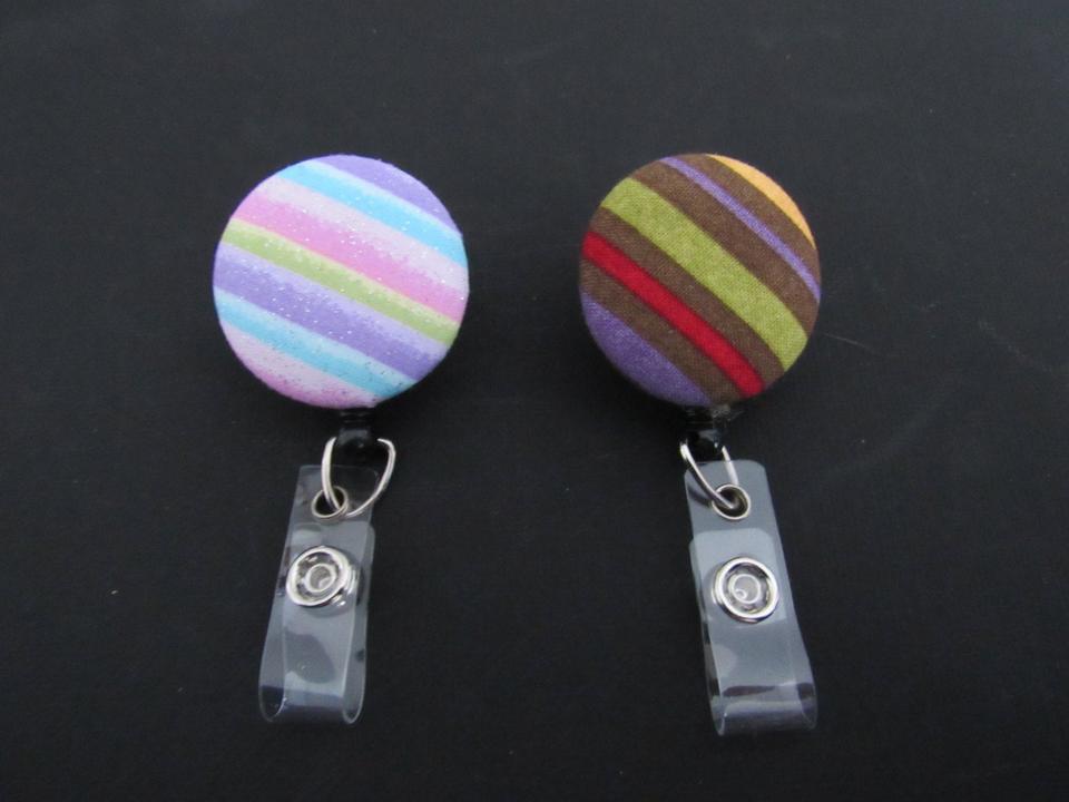 Striped badge reel