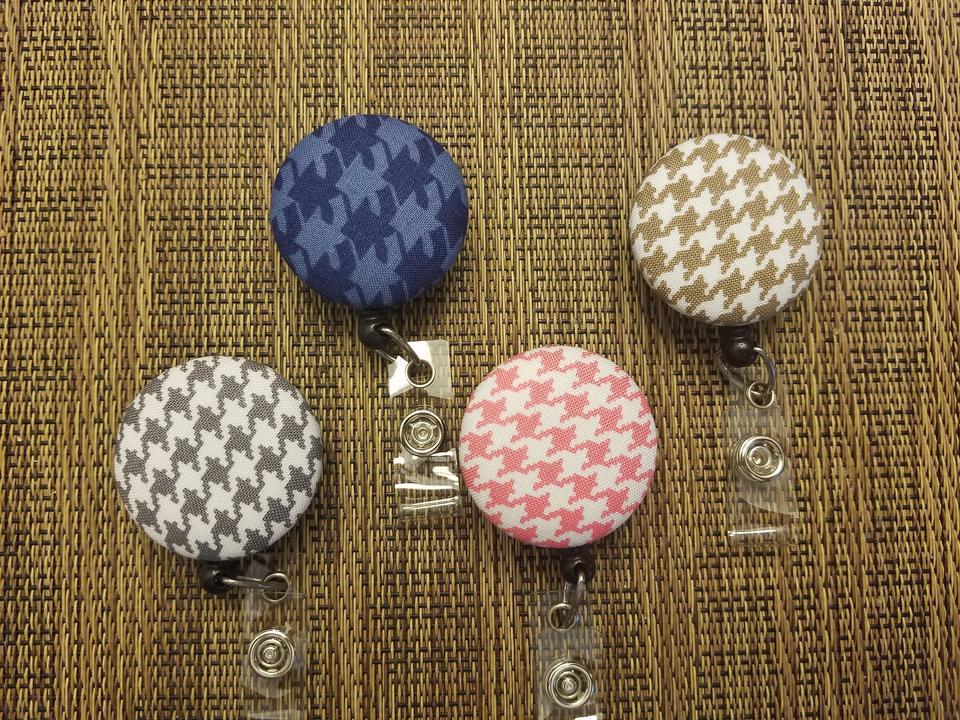 Houndstooth Badge Reel for work or school IDs