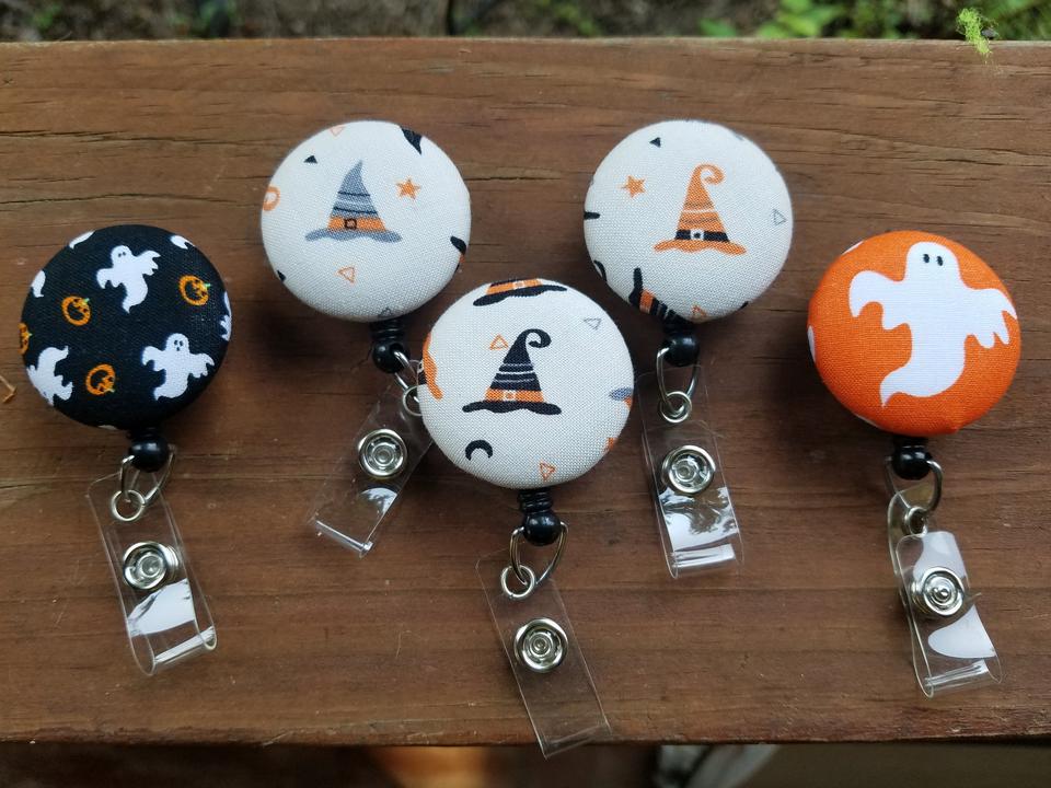 Halloween badge reels for work or school