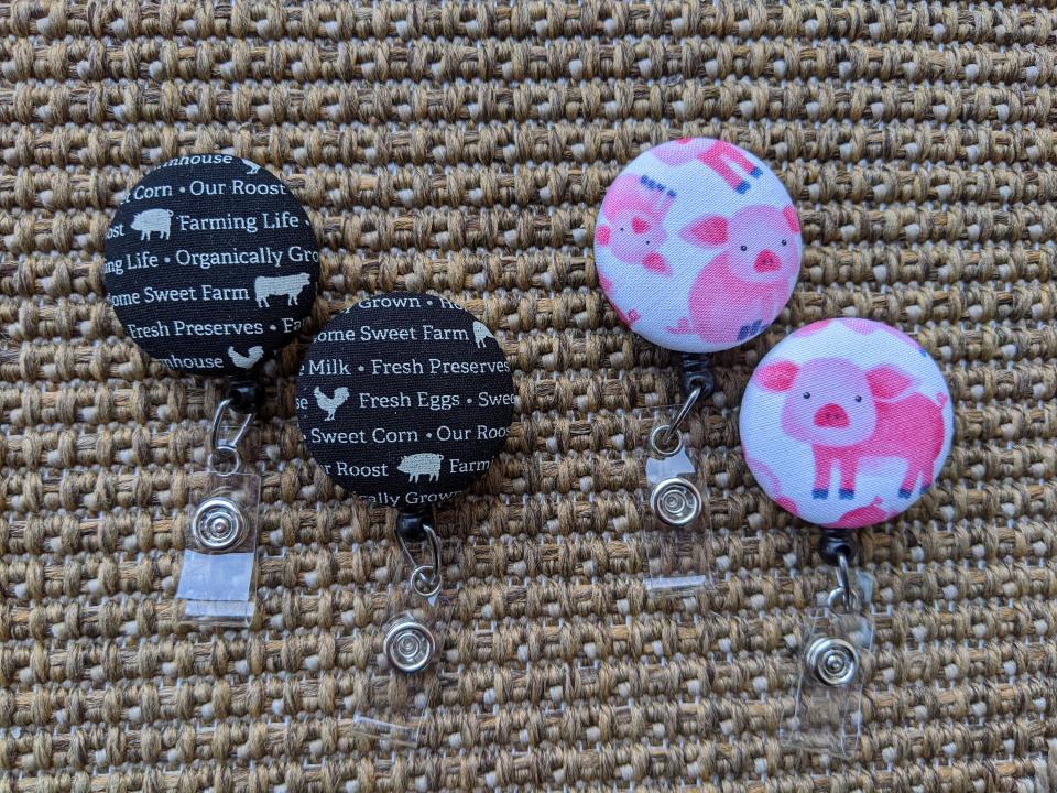 Farm themed badge reels
