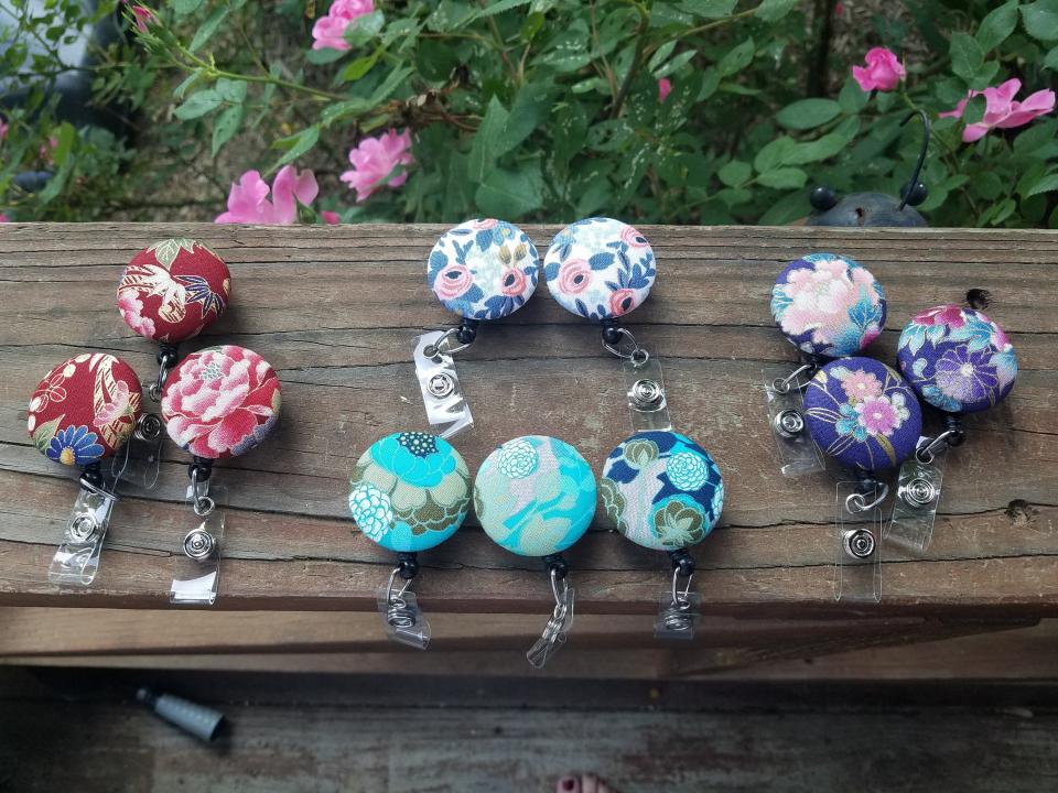 Tropical floral Badge reels for work or school IDs