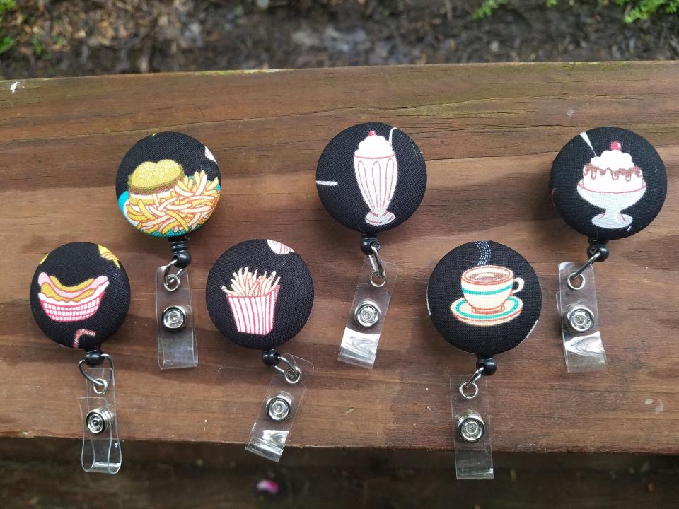 Food treat Badge reels for work or school IDs