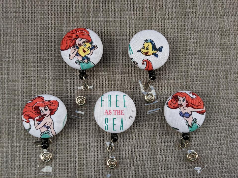 Little Mermaid Badge reels for work or school.