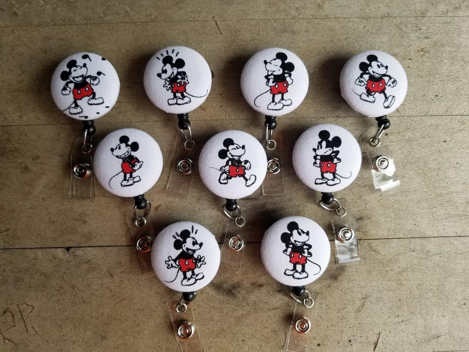 Mickey Mouse Badge reels for work or school IDs.