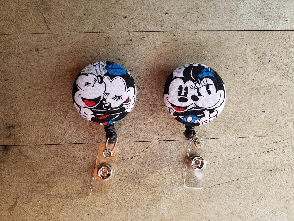 Mickey and Minnie Mouse Badge Reel for Work or School IDs