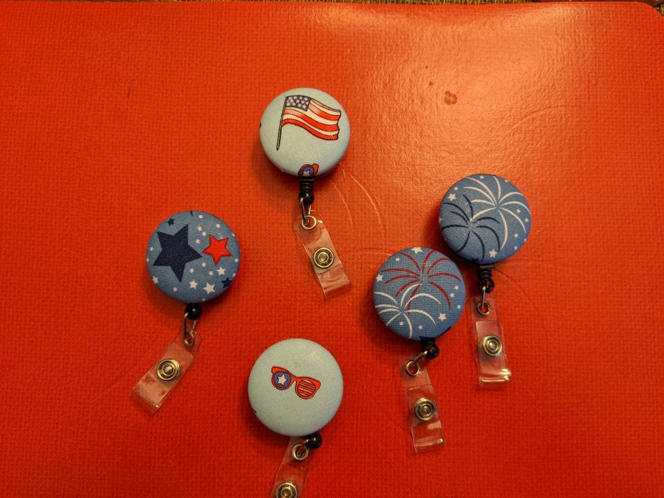 Fun, patriotic badge reels for work or school