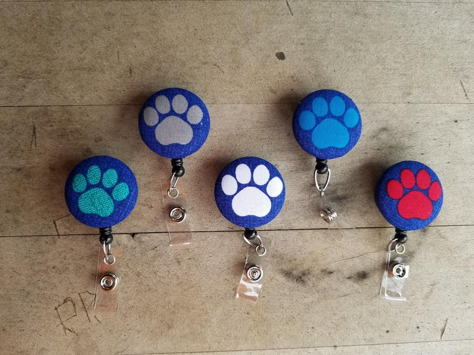 Pawprint badge reels for work or school IDs