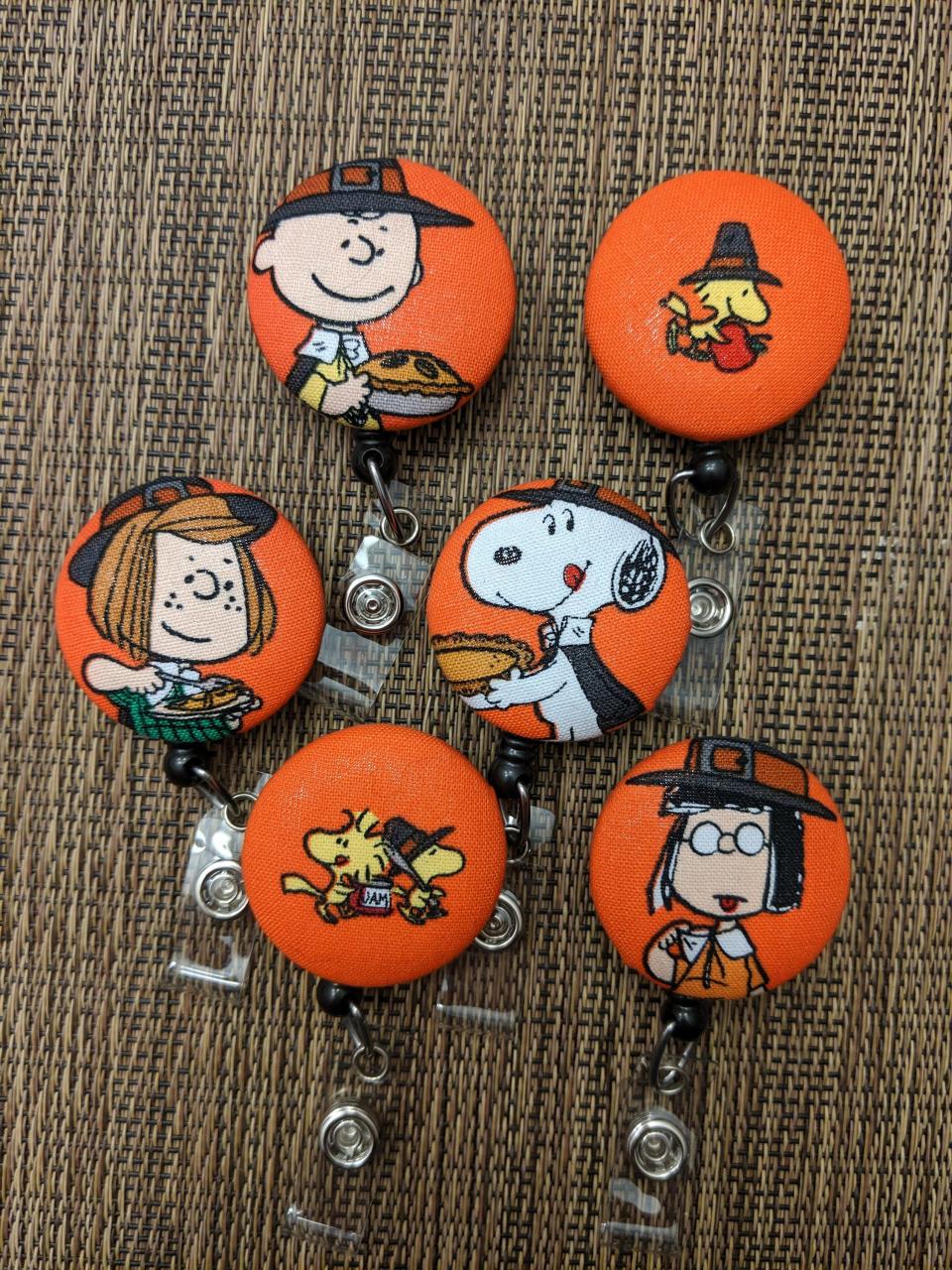 Peanuts Thanksgiving Badge Reels for Work or School