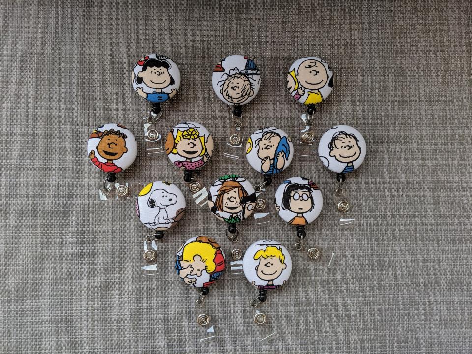 Peanuts Characters Badge Reels for work or school IDs