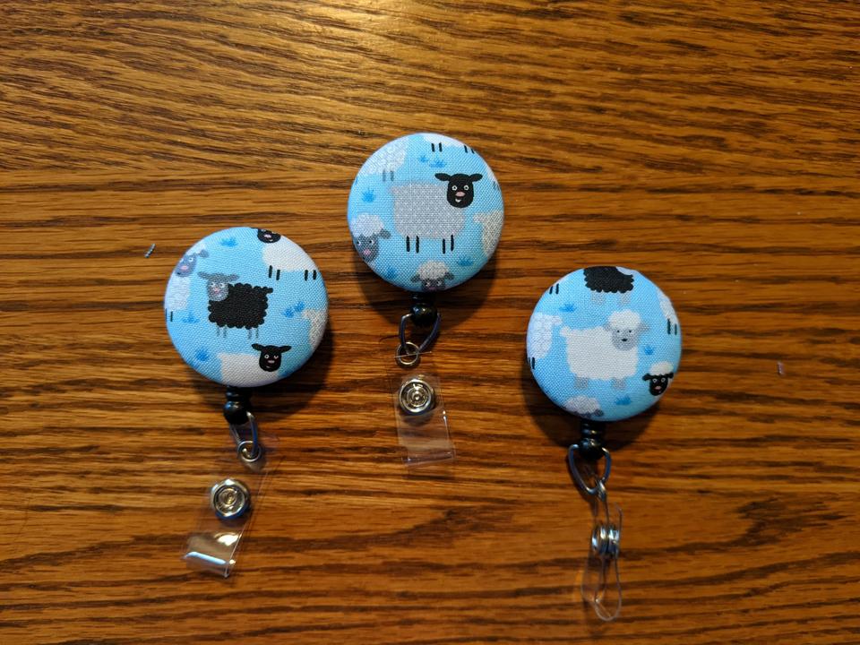 Adorable sheep Badge reels for work or school IDs