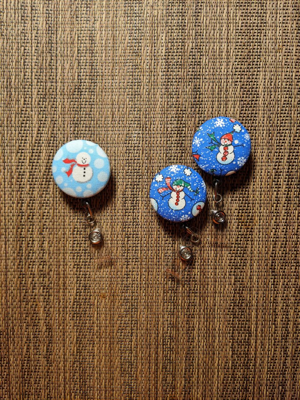 Snowman badge reels for work or school IDs