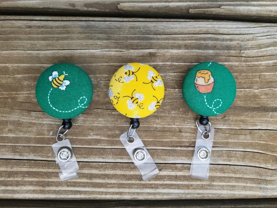 Bee and Honey Badge Reels for work or school IDs