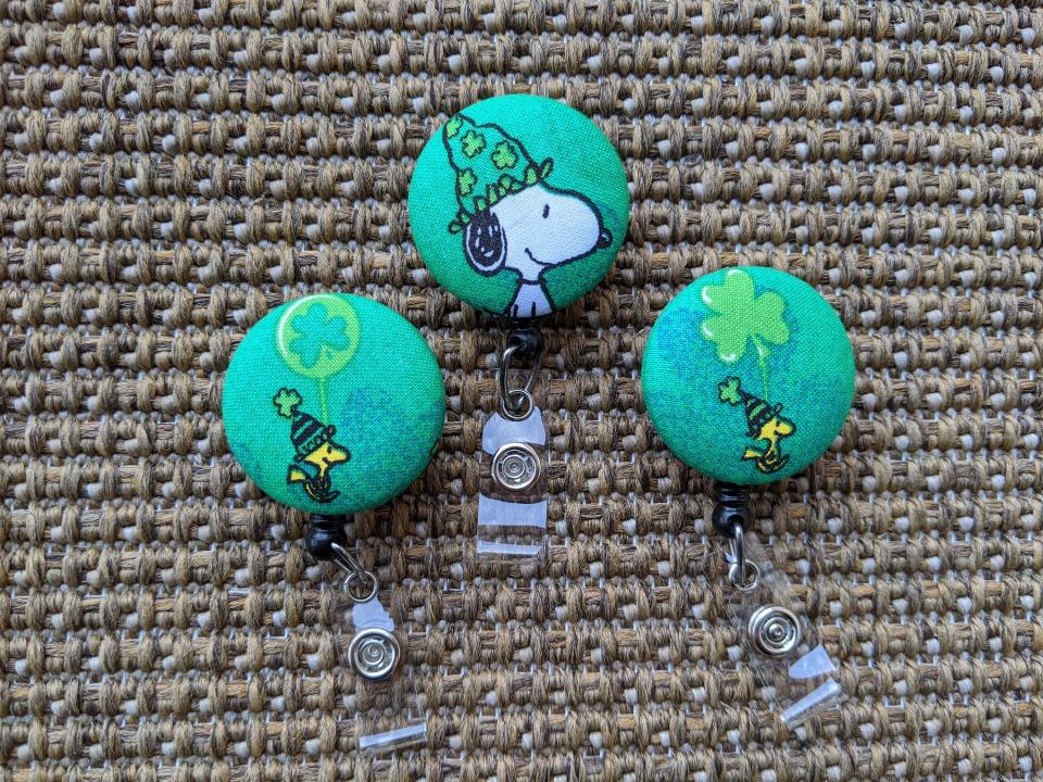 Snoopy or Woodstock St. Patrick's Day Badge Reels
