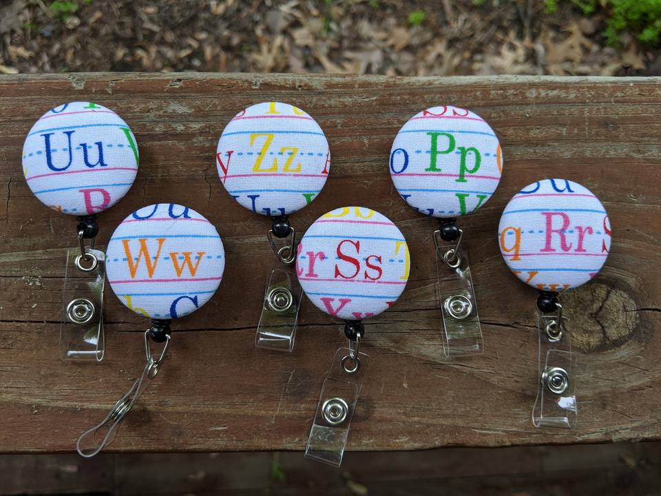 Initial badge reel for work or school