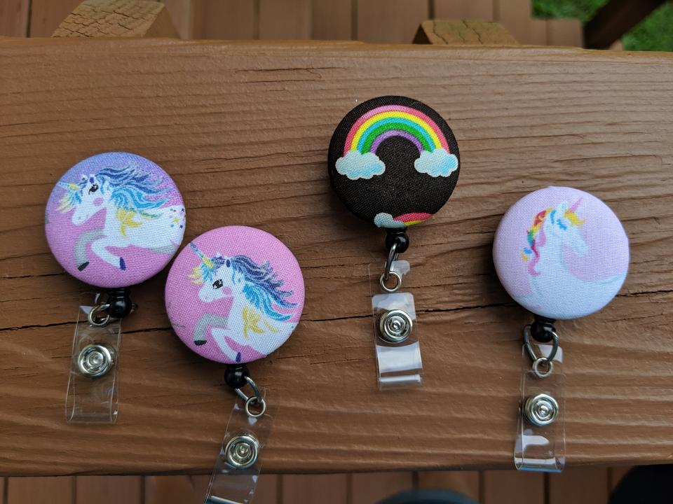 Unicorn or Rainbow badge reel for fun at Work or School