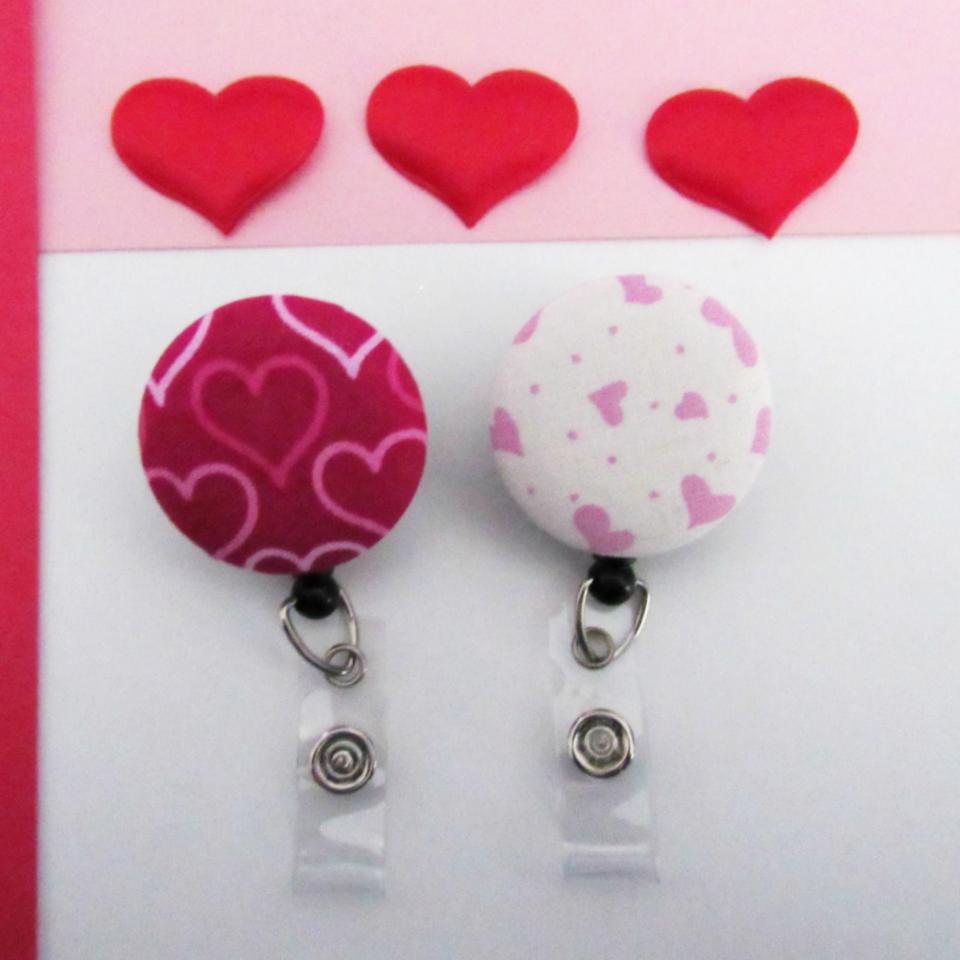 Heart badge reel for IDs, keys or craft scissors.
