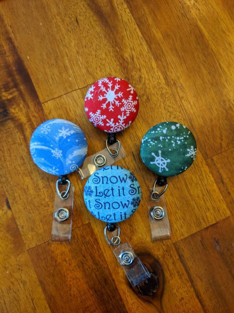 Snowflake decorative badge reels for IDs, keys, craft scizzors.