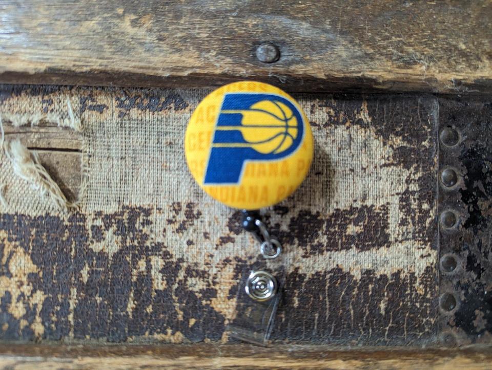 Indiana Pacer badge reel work or school.