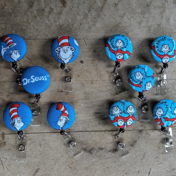 Cat in the Hat Badge or Thing One or Thing Two Badge Reels