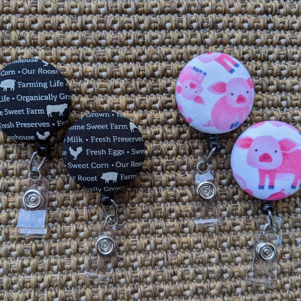 Farm themed badge reels