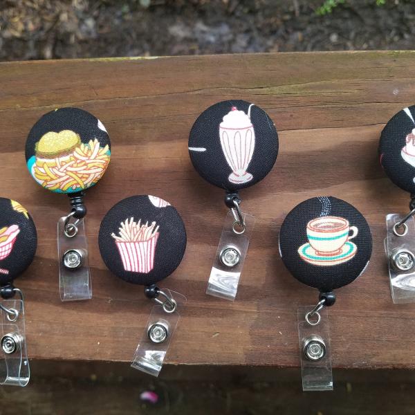 Food treat Badge reels for work or school IDs