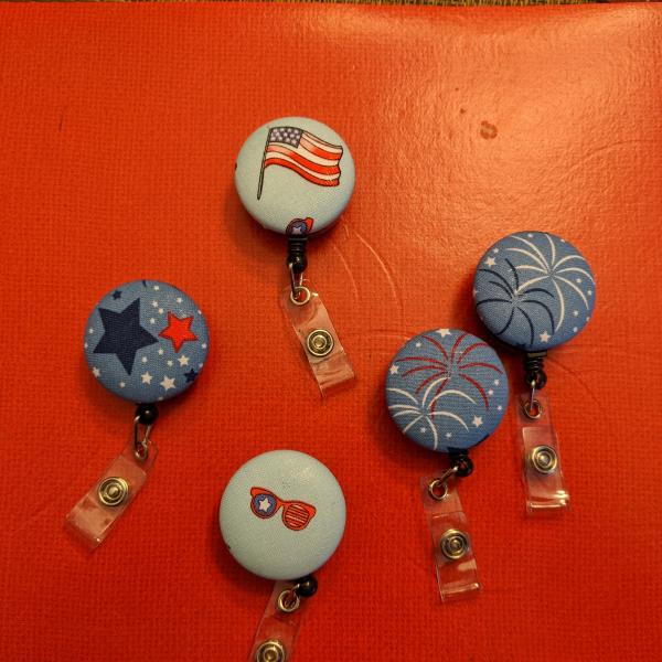 Fun, patriotic badge reels for work or school