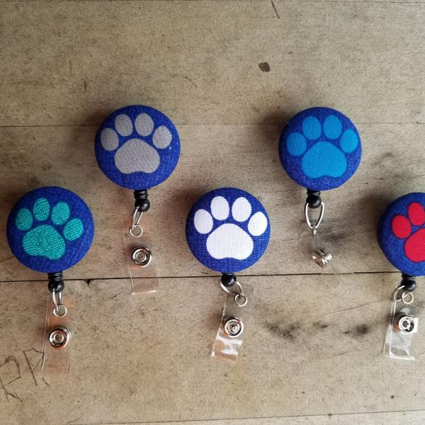 Pawprint badge reels for work or school IDs