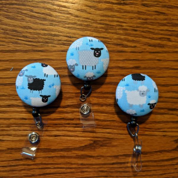 Adorable sheep Badge reels for work or school IDs