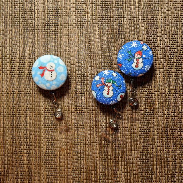 Snowman badge reels for work or school IDs