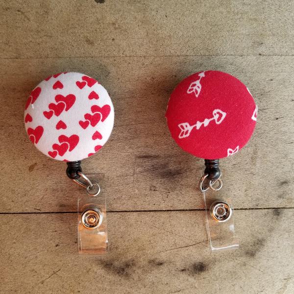 Valentine badge reels for work or school IDs
